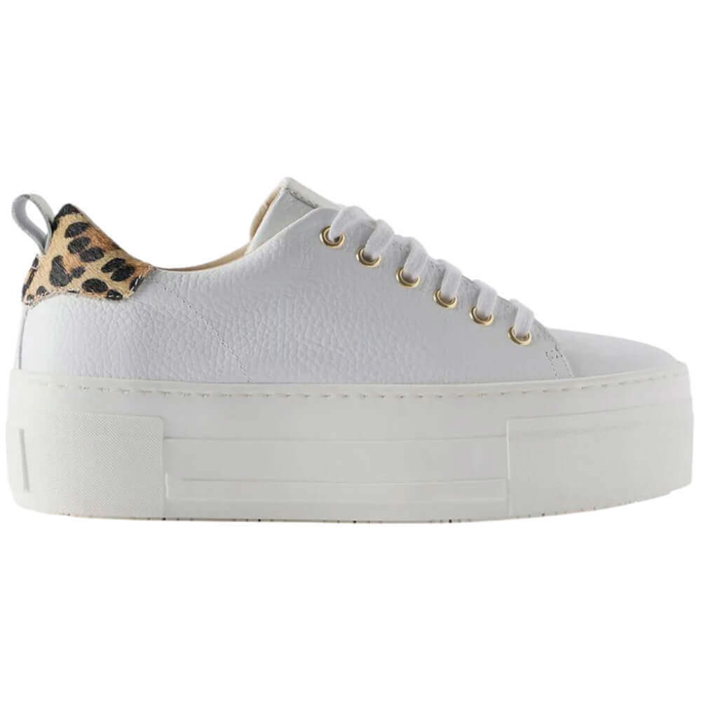 Mint Velvet Belle White Platform Leopard Trainers